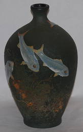 35: Roseville Pottery Vase Decorated With Fish