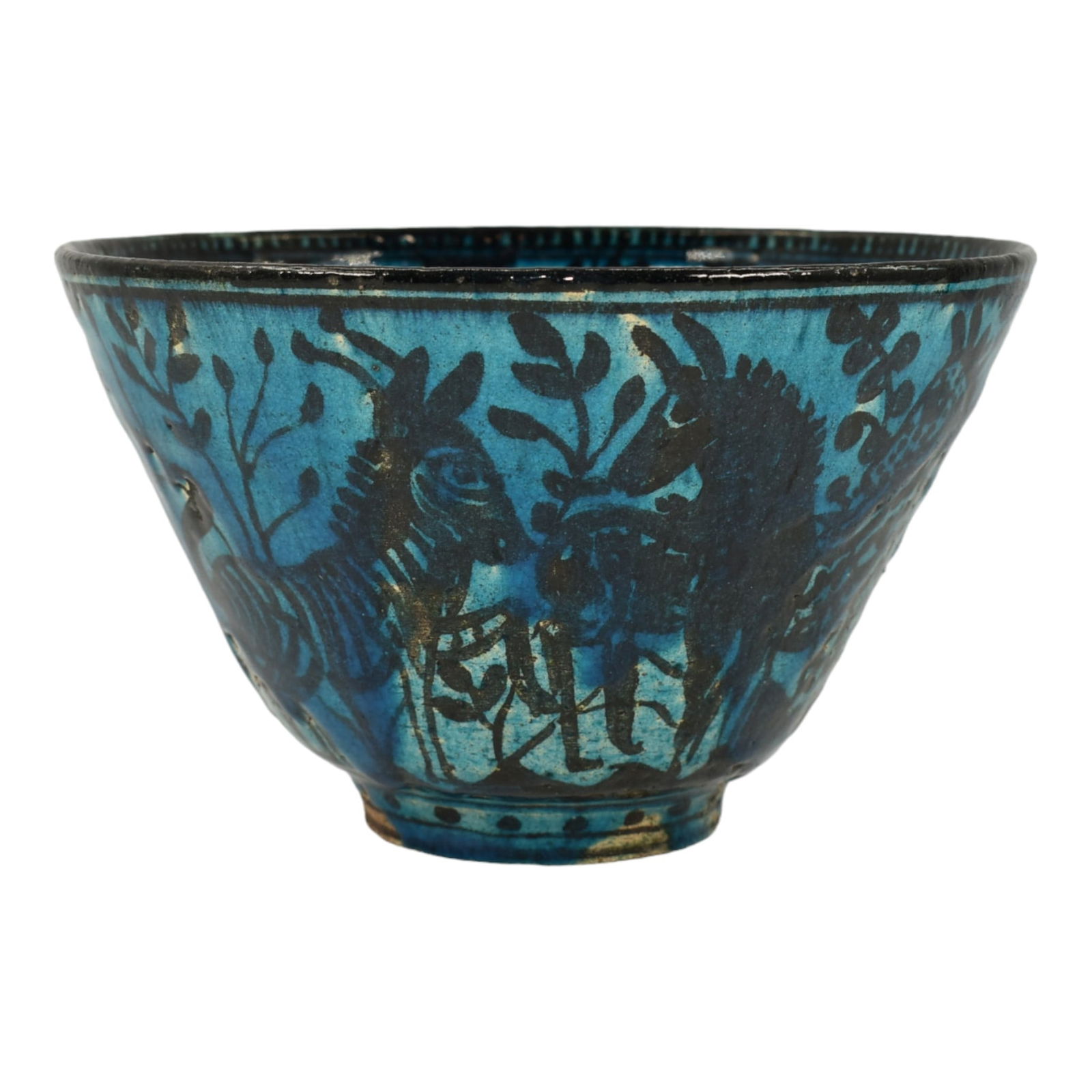 Carl Walters 1923 Vintage Studio Pottery Scenic Zebra, Birds, Ducks, House Ceramic Bowl Vase: Carl Walters 1923 Vintage Studio Pottery Scenic Zebra, Birds, Ducks, House Ceramic Bowl Vase Rare, early and stunning hand decorated bowl hand painted with animals and a town in black by Carl Walters.