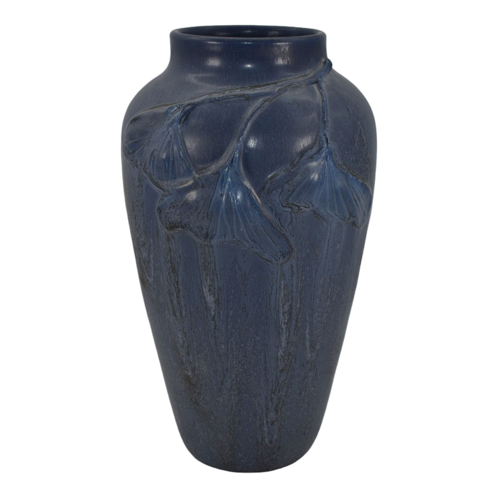 Ephraim Faience 2000 Hand Made Pottery Indigo Morris Ginkgo Ceramic Vase 519 (1 of 6)