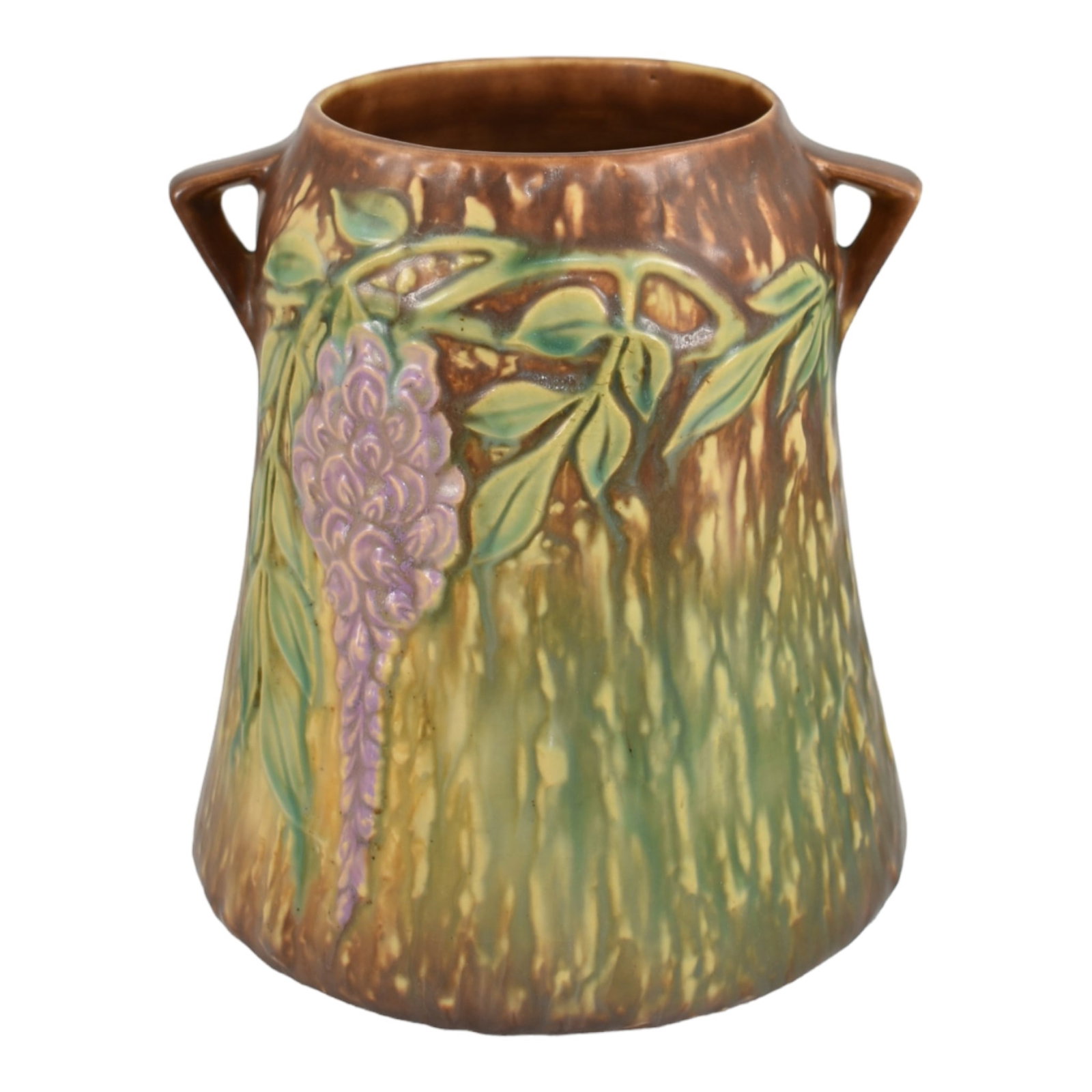 Roseville Wisteria Tan 1933 Vintage Arts And Crafts Pottery Flower Vase 633-8 (1 of 6)