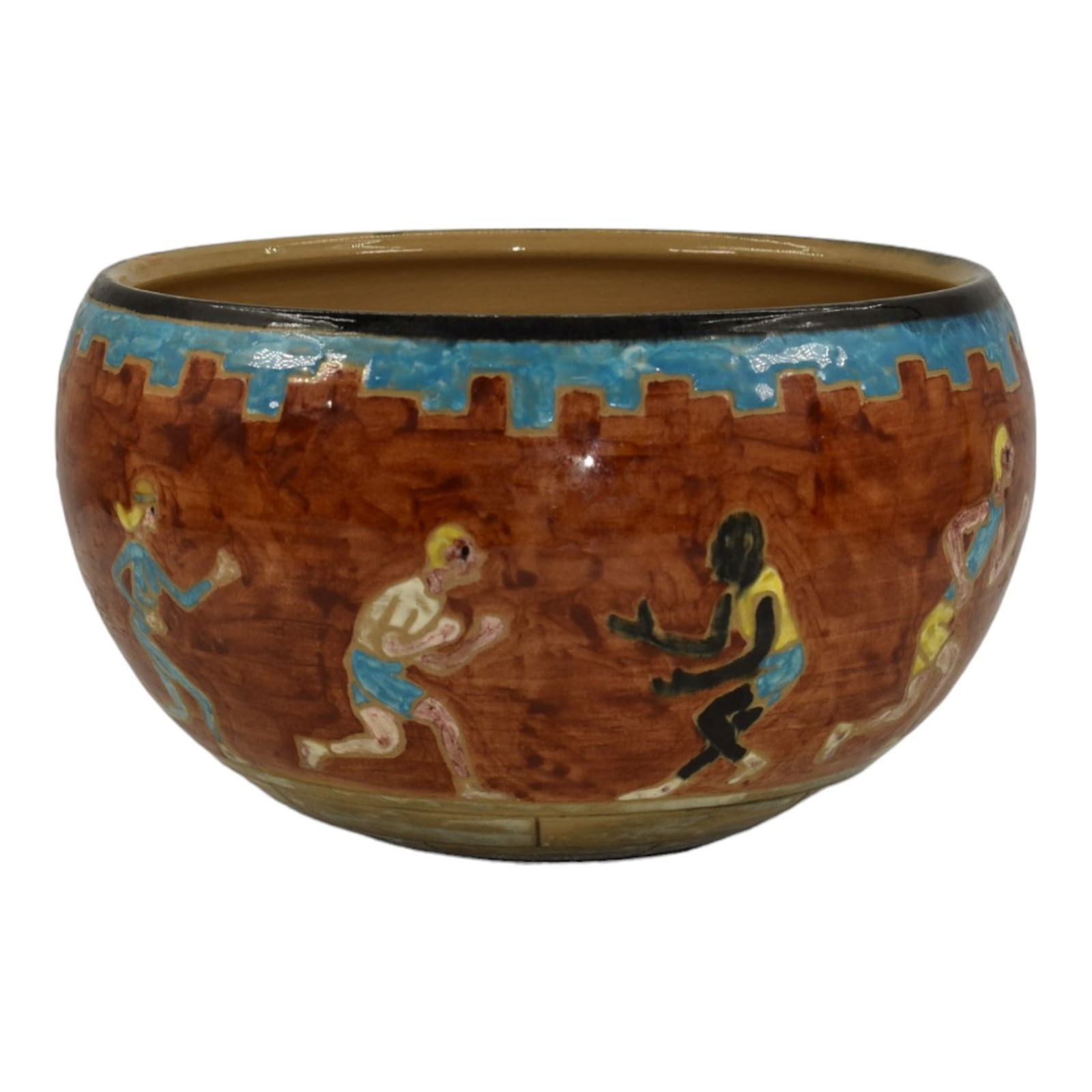 Shearwater 1988 Art Pottery Hand Thrown People Exercising Ceramic Bowl Anderson (1 of 6)