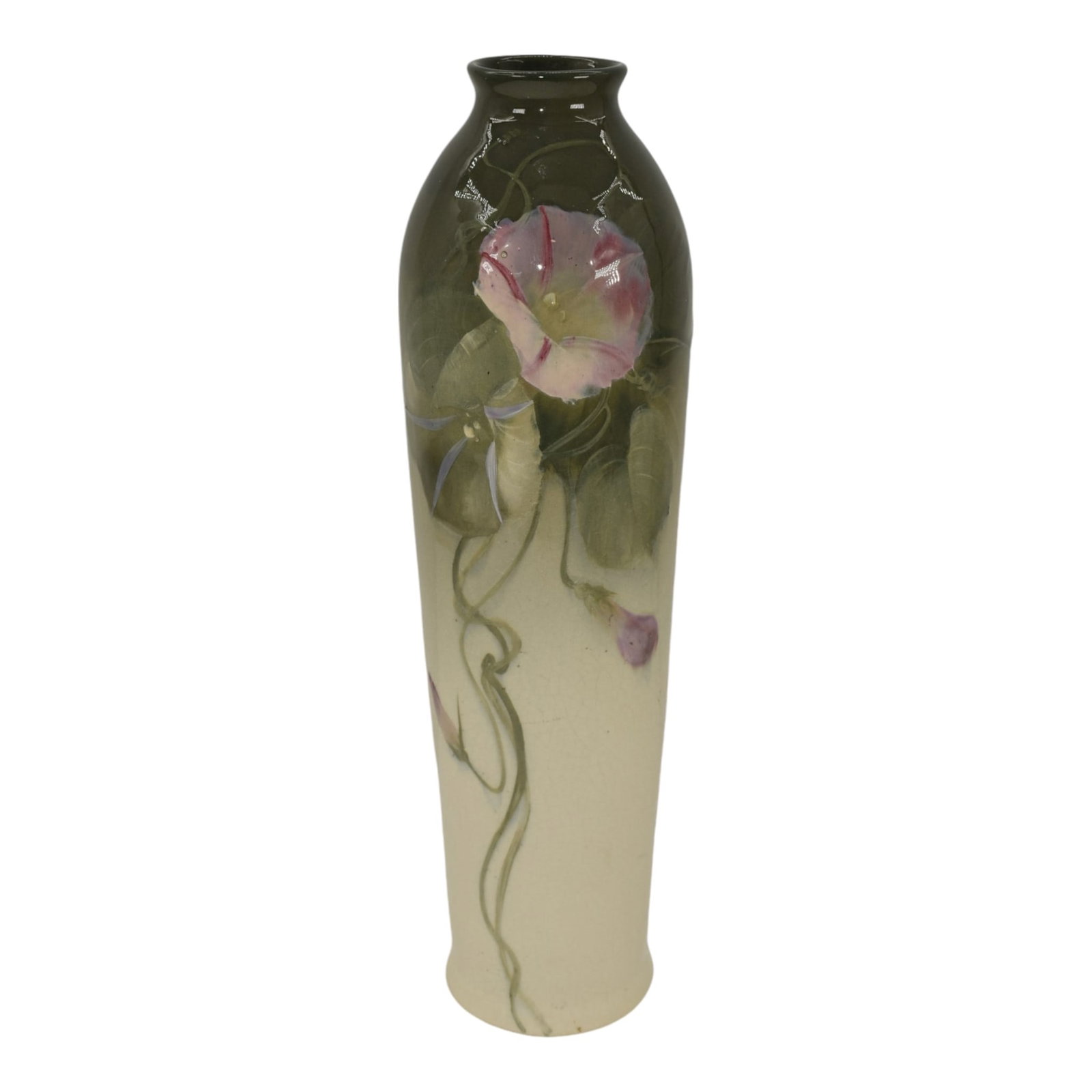 Weller Eocean 1906 Vintage Pottery Hand Painted Pink Floral Green Ceramic Vase (1 of 6)