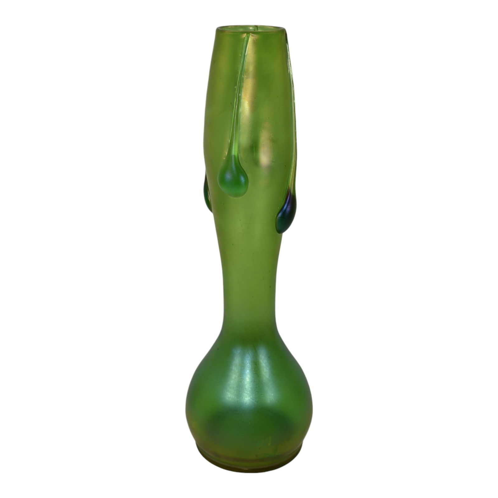 Loetz Vintage Green Art Glass Tall Vase (1 of 6)