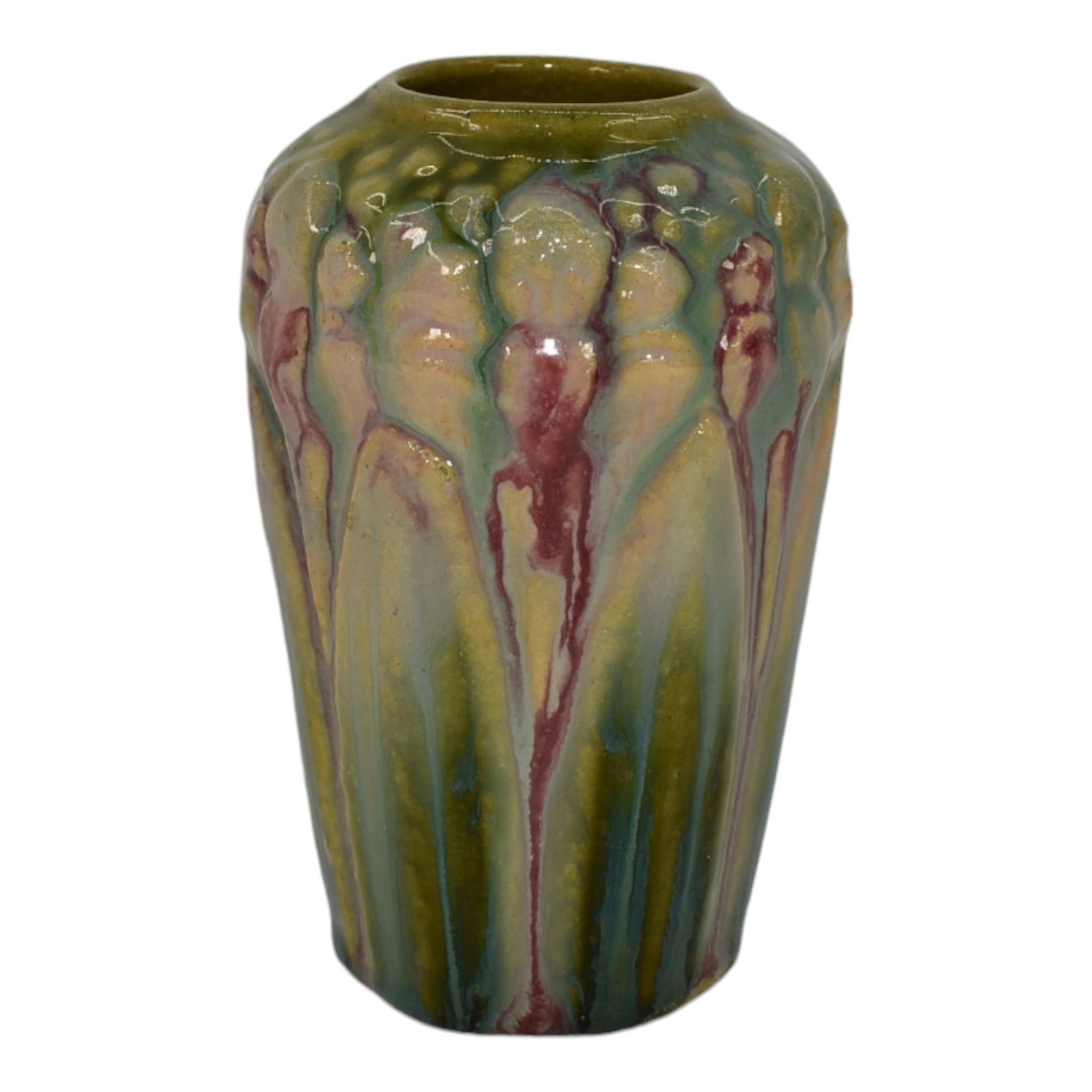 Brush McCoy Majolica Amaryllis 1926 Vintage Art Pottery Green Ceramic Vase 082 (1 of 6)