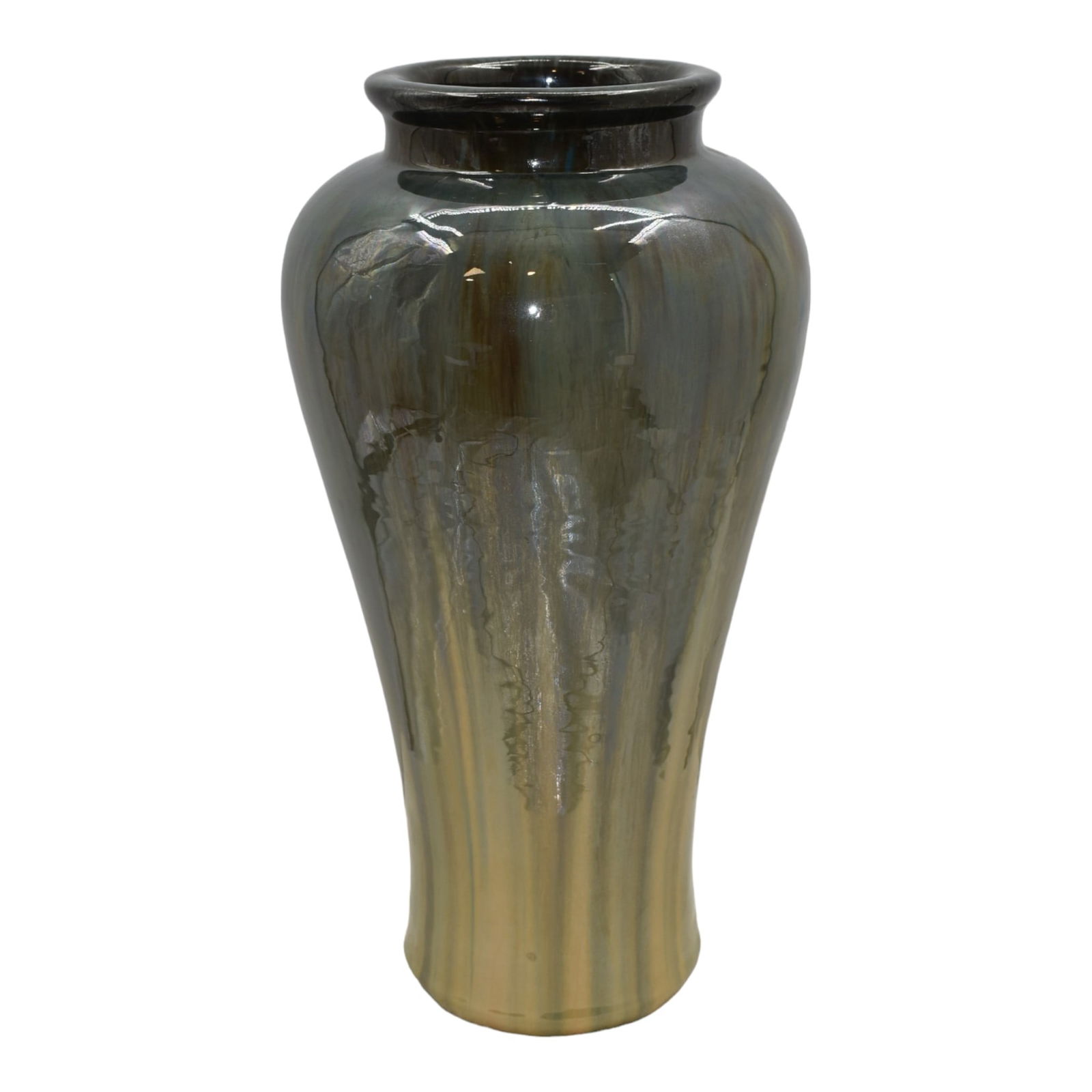 Fulper 1917-23 Arts And Crafts Pottery Green Brown Flambe Ceramic Floor Vase 590 (1 of 6)