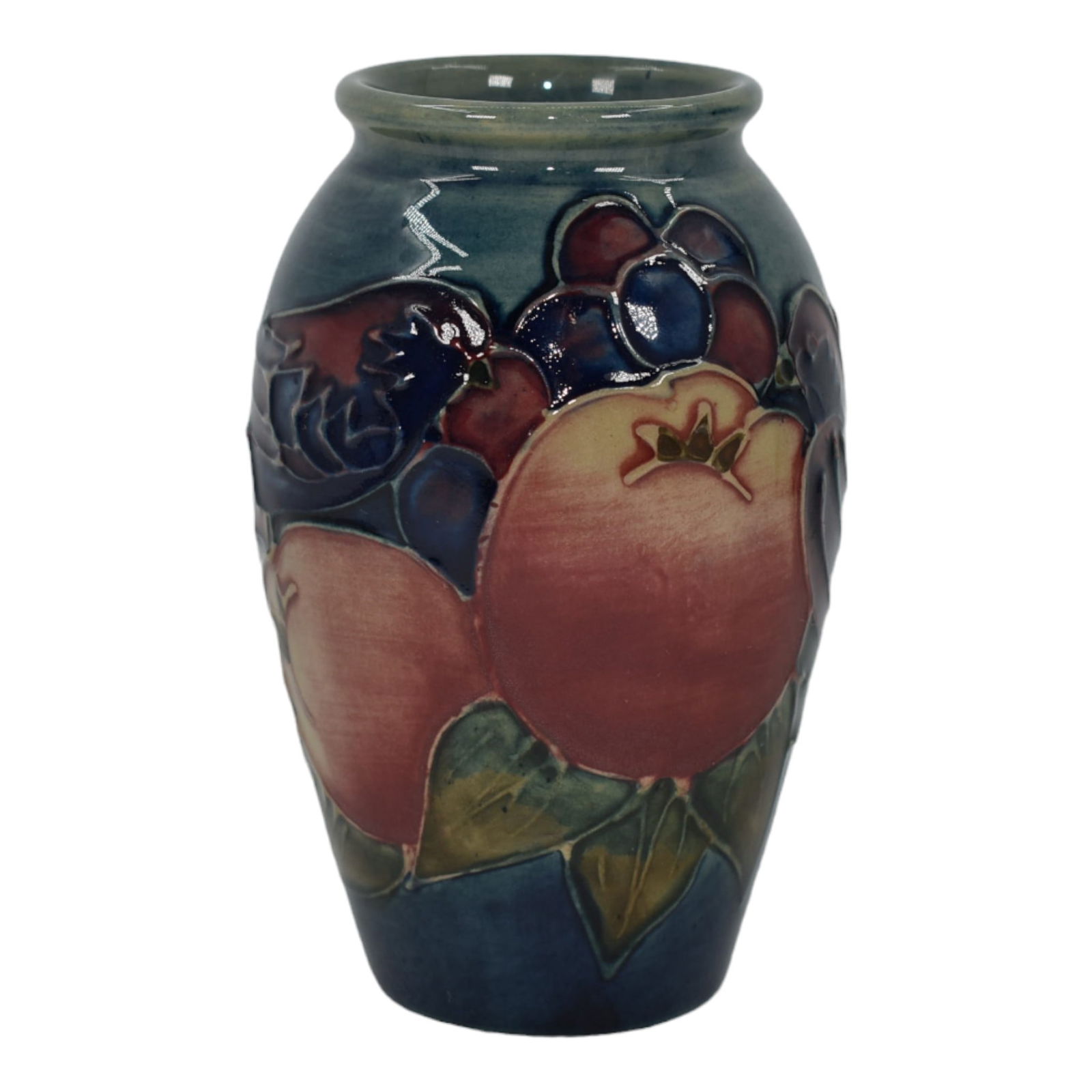 Moorcroft Art Pottery 1991 Blue Finches And Fruit Ceramic Cabinet Vase (Signed) (1 of 6)