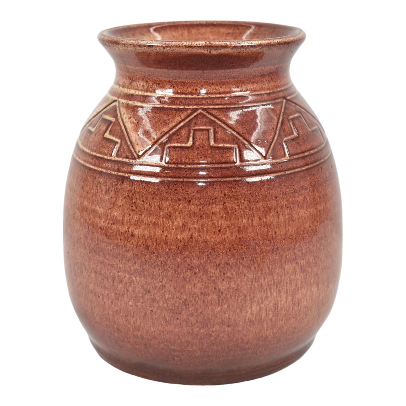 Pine Ridge Sioux Dakota Pottery Hand Made Geometric Design Brown Vase Cottier (1 of 6)