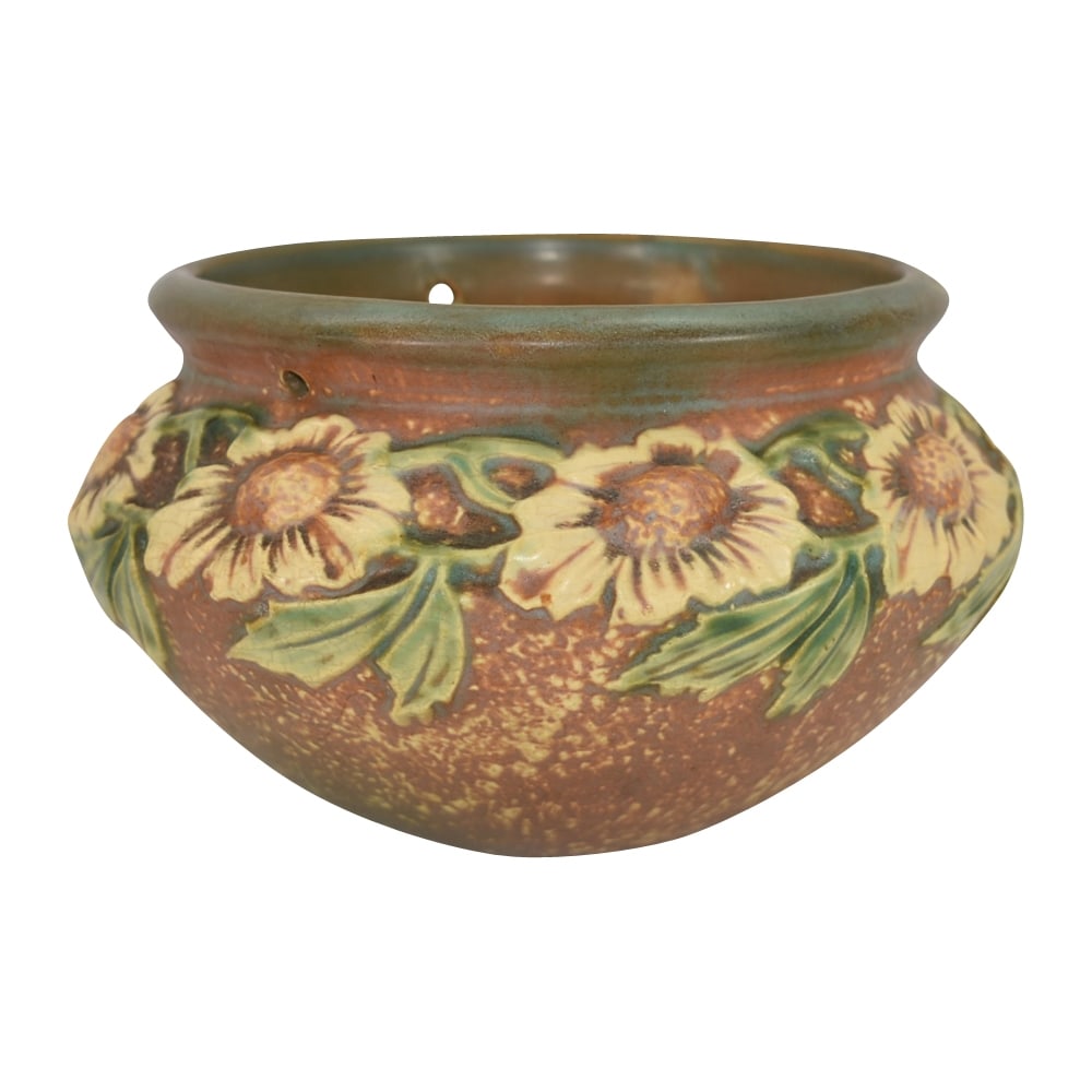 Roseville Dahlrose 1928 Vintage Art Pottery Ceramic Hanging Basket Planter 343-6 (1 of 5)
