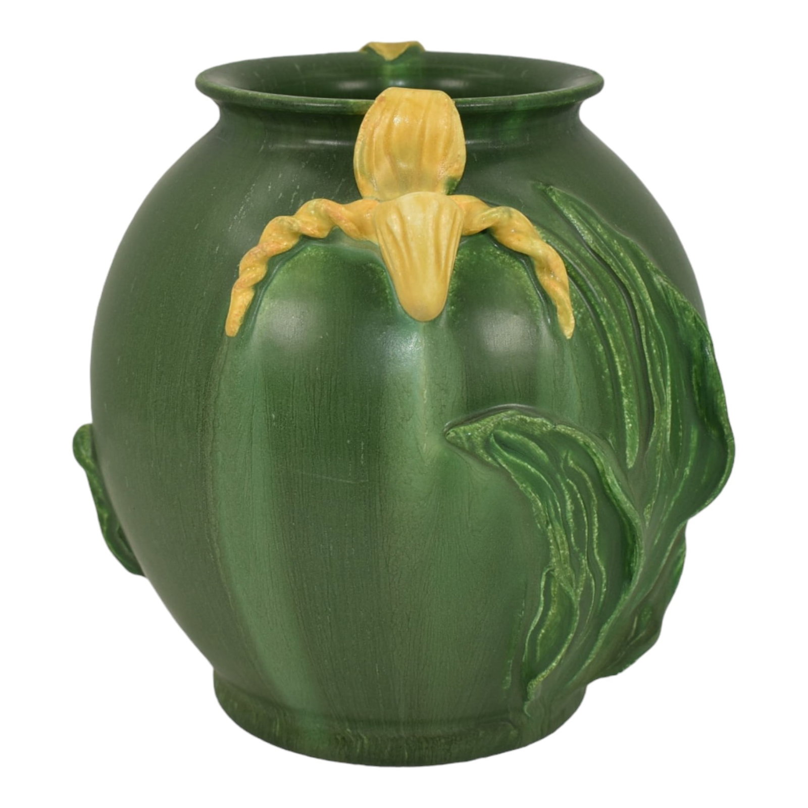 Ephraim Faience 2004 Hand Made Pottery Green Lady's Slipper Ceramic Vase 311 (1 of 6)
