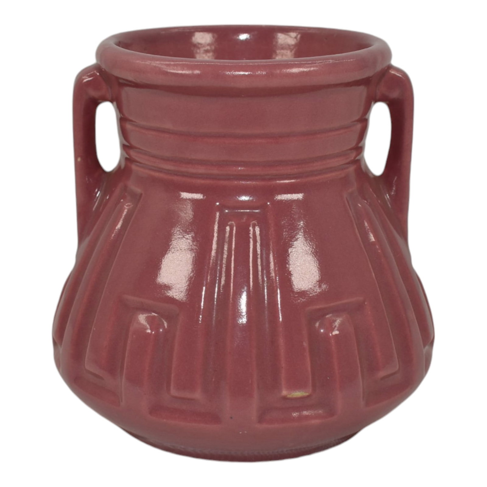 Roseville Pottery Rosecraft Colors 1917 Pink Art Deco Handled Vase 607-4 (1 of 6)