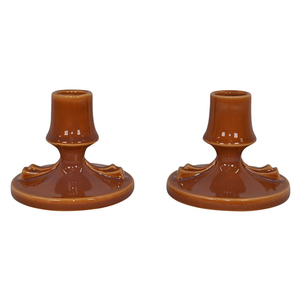 Roseville Pottery Rozane Patterns 1941 Brown Art Deco Candle Holders 1144-3 (1 of 6)