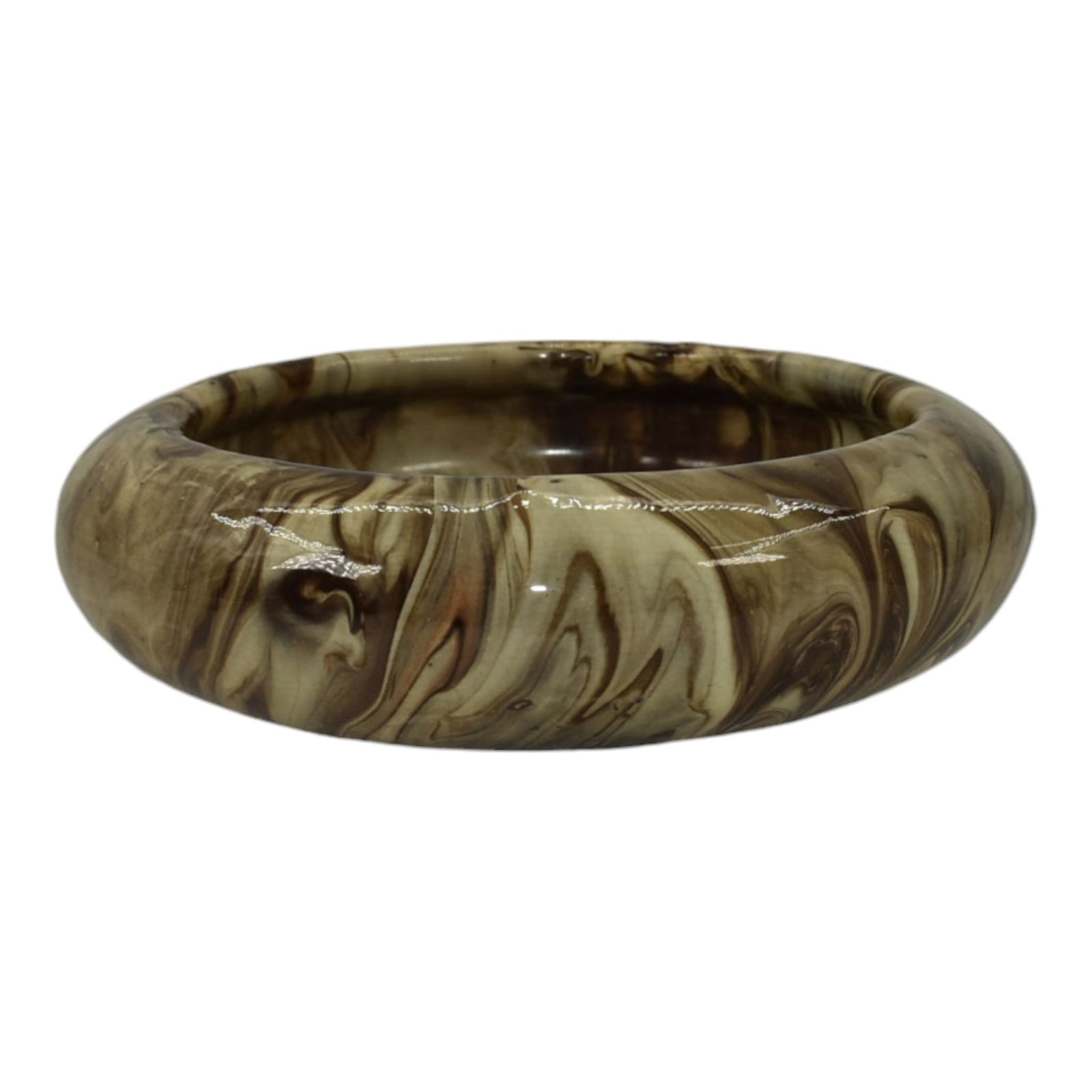 Weller Marbleized 1914 Vintage Art Pottery Brown Swirl Glaze Ceramic Bowl (1 of 6)