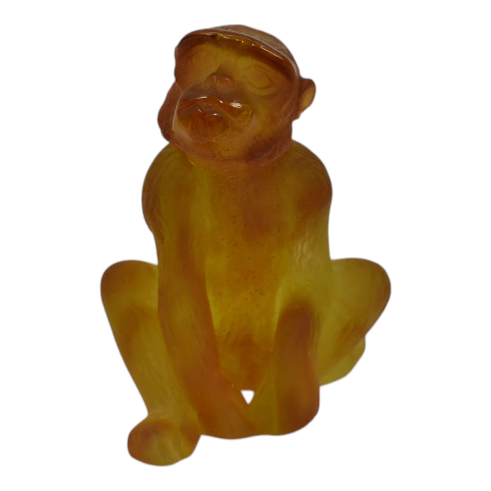 Daum Nancy France Vintage Art Amber Chinois Vert Glass Monkey Figurine: Spend $2000 in this auction and your shipping is free. Daum Nancy France Vintage Art Amber Chinois Vert Glass Monkey Figurine Seated orange and yellow crystal monkey handmade with strong facial
