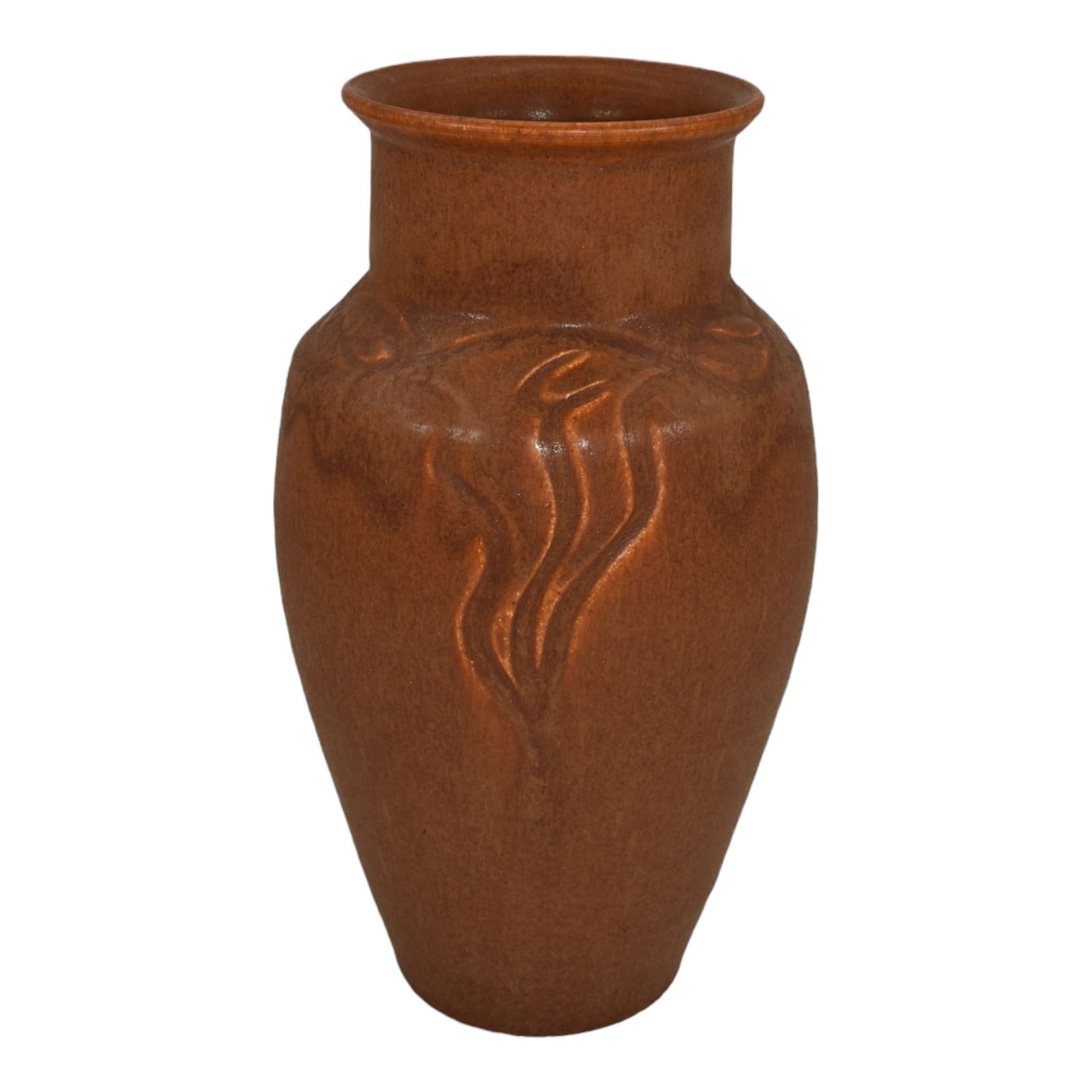 Ephraim Faience 2005 Hand Made Pottery Pumpkin Orange Spring Valley Vase 307: Spend $2000 in this auction and your shipping is free. Ephraim Faience 2005 Hand Made Pottery Pumpkin Orange Spring Valley Vase 307 Attractive vase with a hand carved design against a rich, orange gla