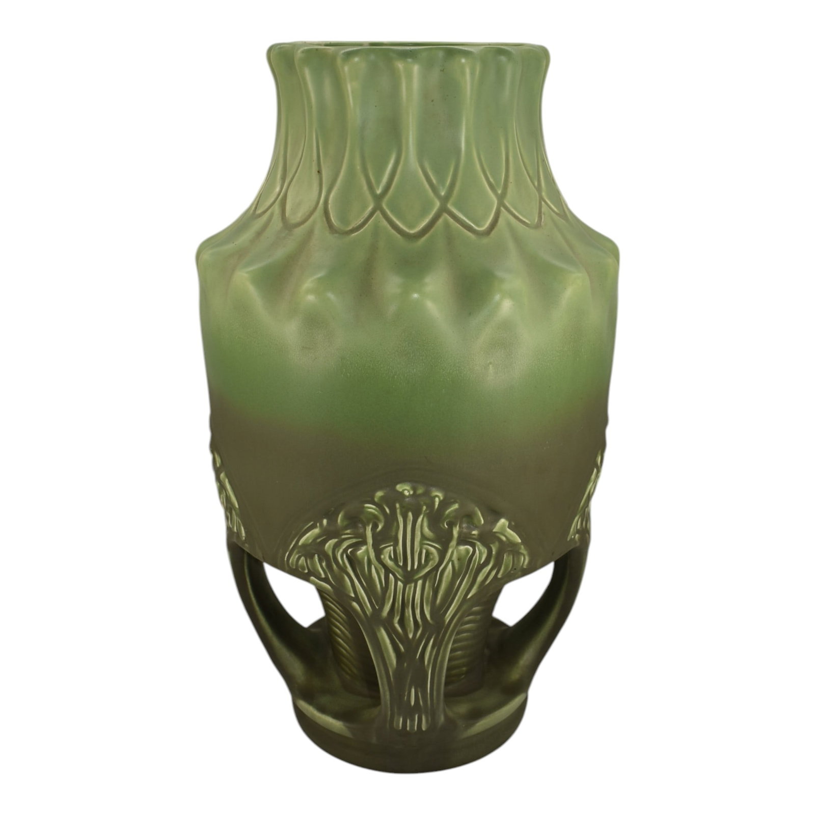 Julius Dressler Vintage Art Nouveau Pottery Buttressed Ceramic Vase 1022 (1 of 6)