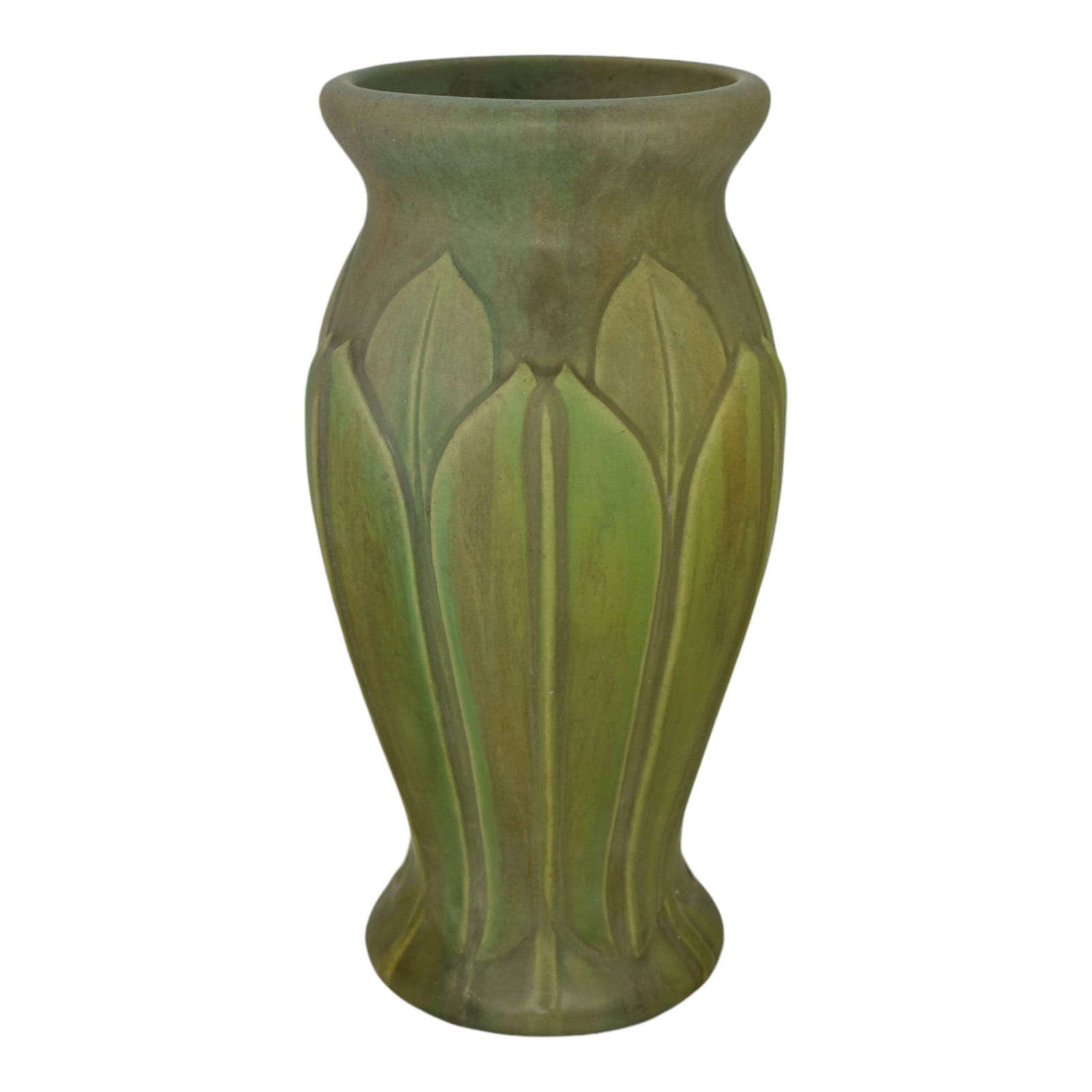 Roseville Early Velmoss Green 1916 Arts And Crafts Pottery Leaf Vase 137-12 (1 of 6)