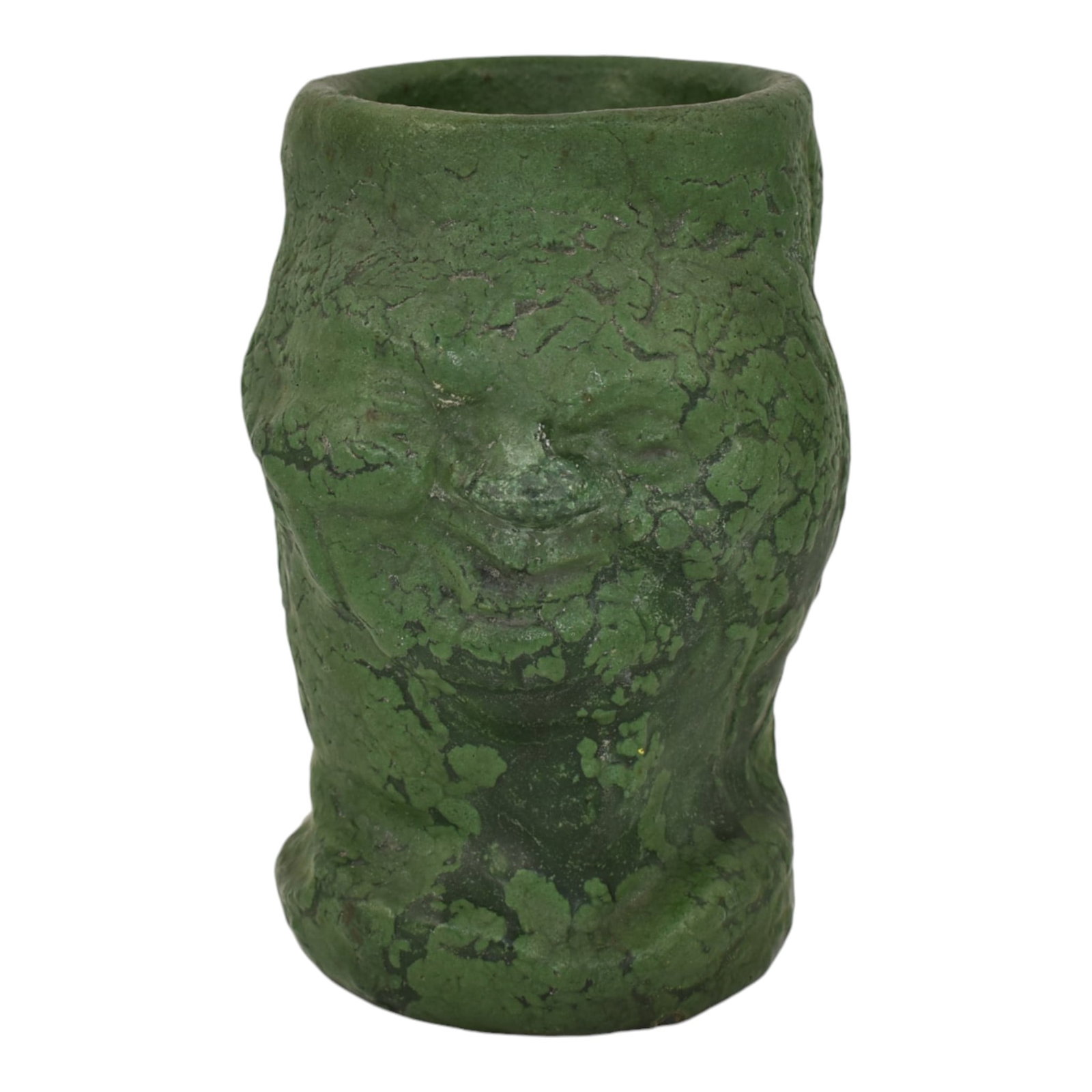 Wheatley 1910s Vintage Arts And Crafts Pottery Matte Green Ceramic Face Mug (1 of 6)
