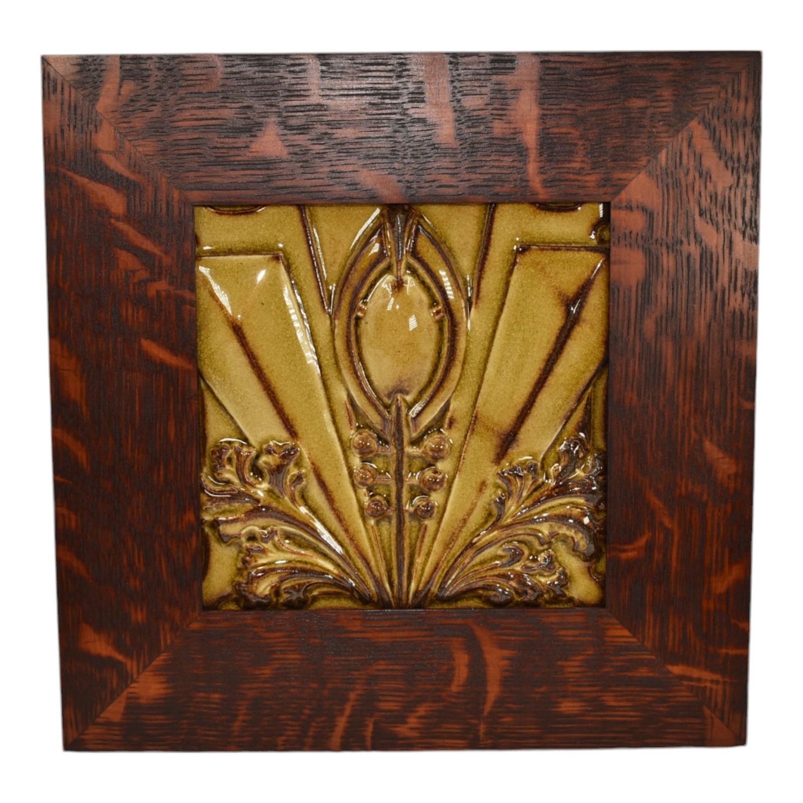 Motawi Tileworks Pottery Yellow Trial Glaze Archer Geometric Ceramic Framed Tile (1 of 6)