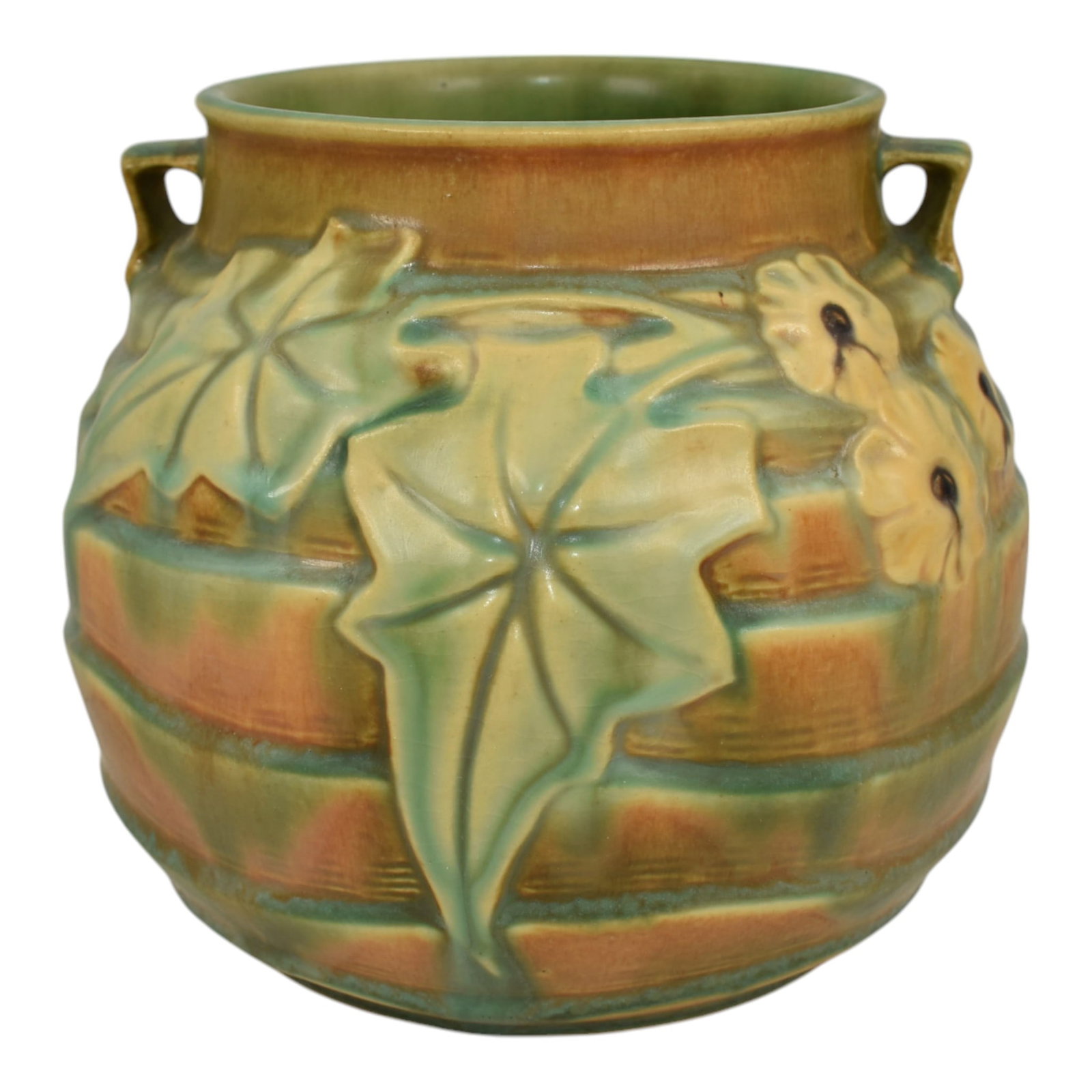 Roseville Luffa Brown 1934 Vintage Arts And Crafts Pottery Ceramic Vase 255-6 (1 of 6)