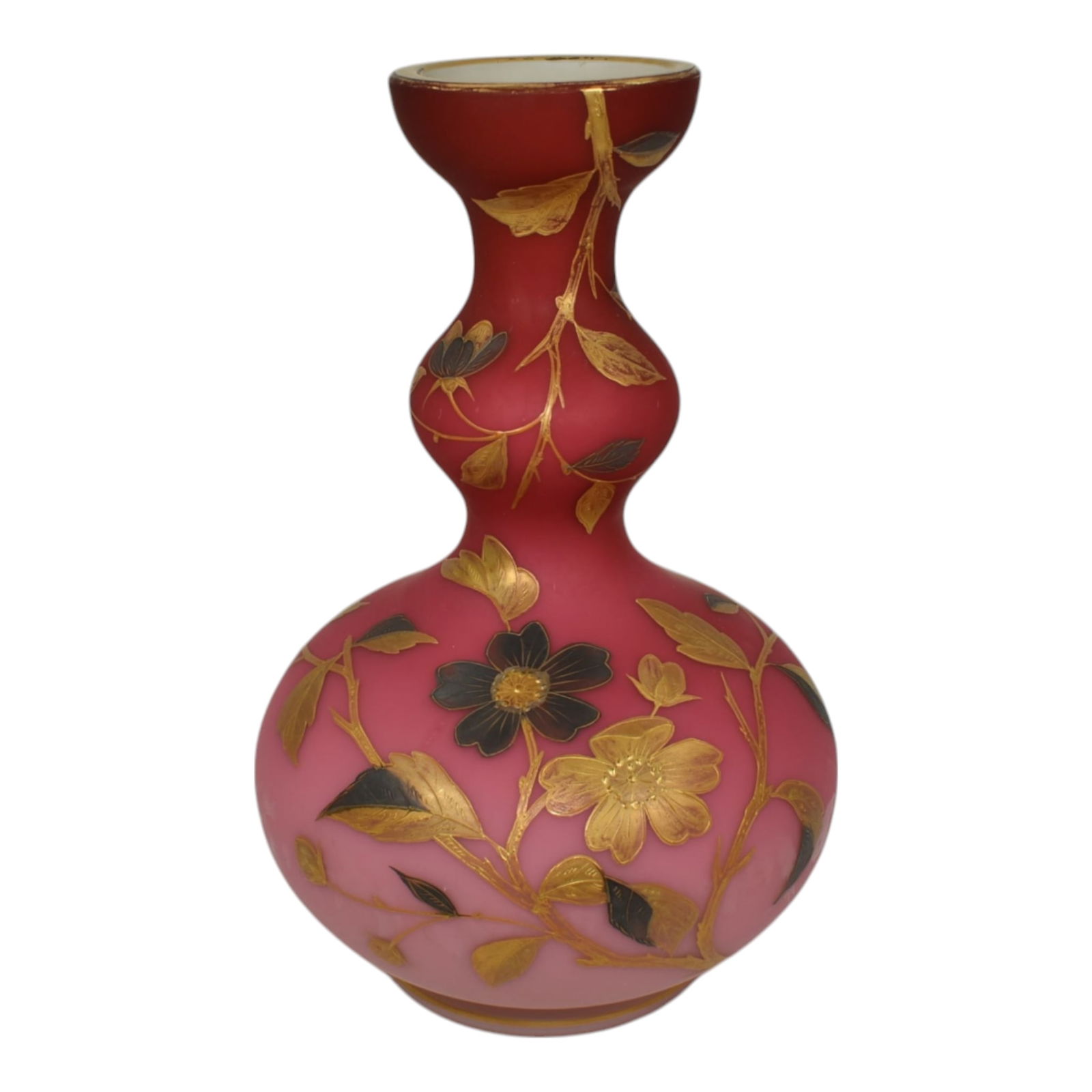 Thomas Webb And Sons Vintage Pink With Gold Flowers Art Glass Vase: Spend $2000 in this auction and your shipping is free. Thomas Webb And Sons Vintage Pink With Gold Flowers Art Glass Vase Good sized, shapely vase with stunning gold accents and lovely details on each
