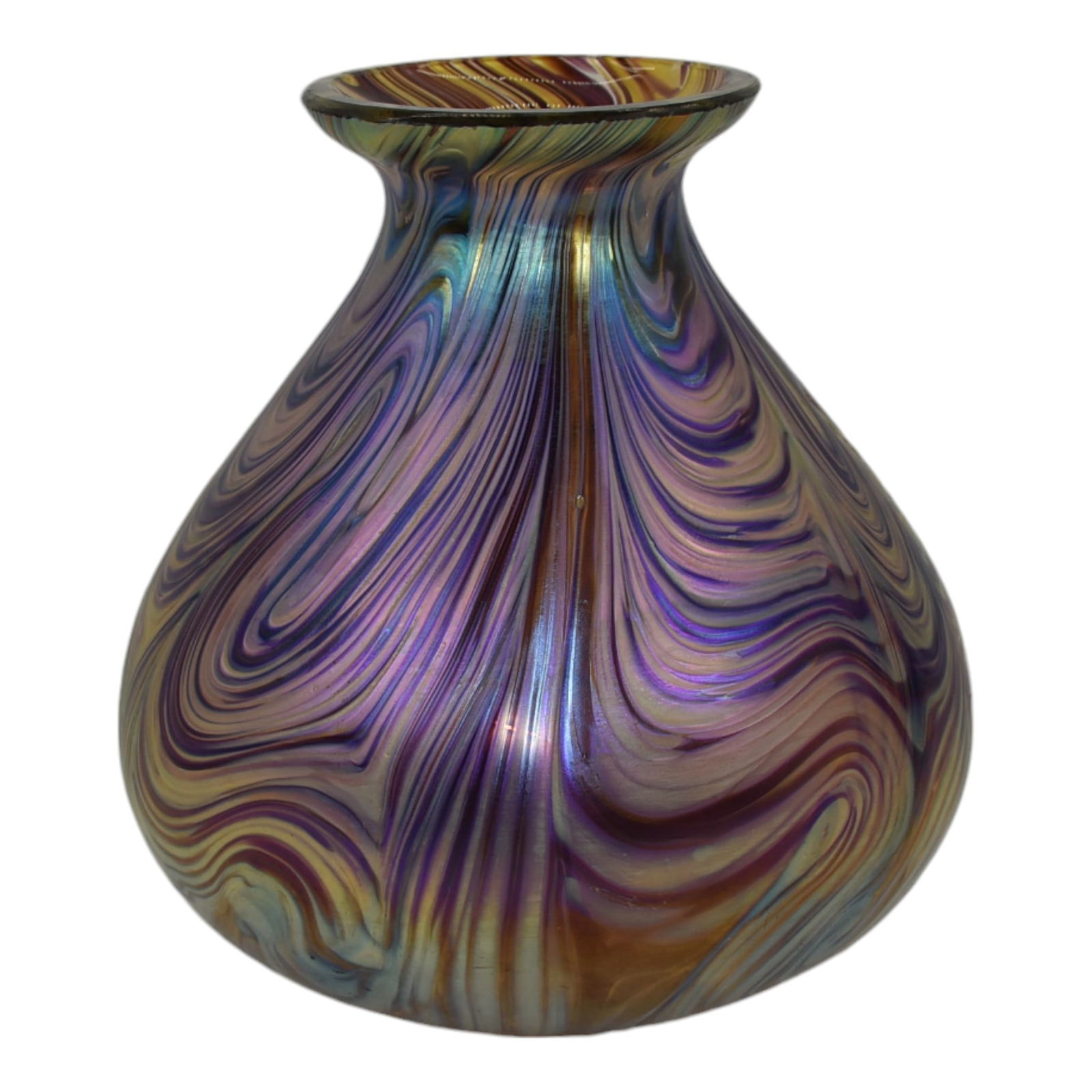 Kralik 1900s Vintage Art Nouveau Purple Yellow Swirl Glass Vase (1 of 6)