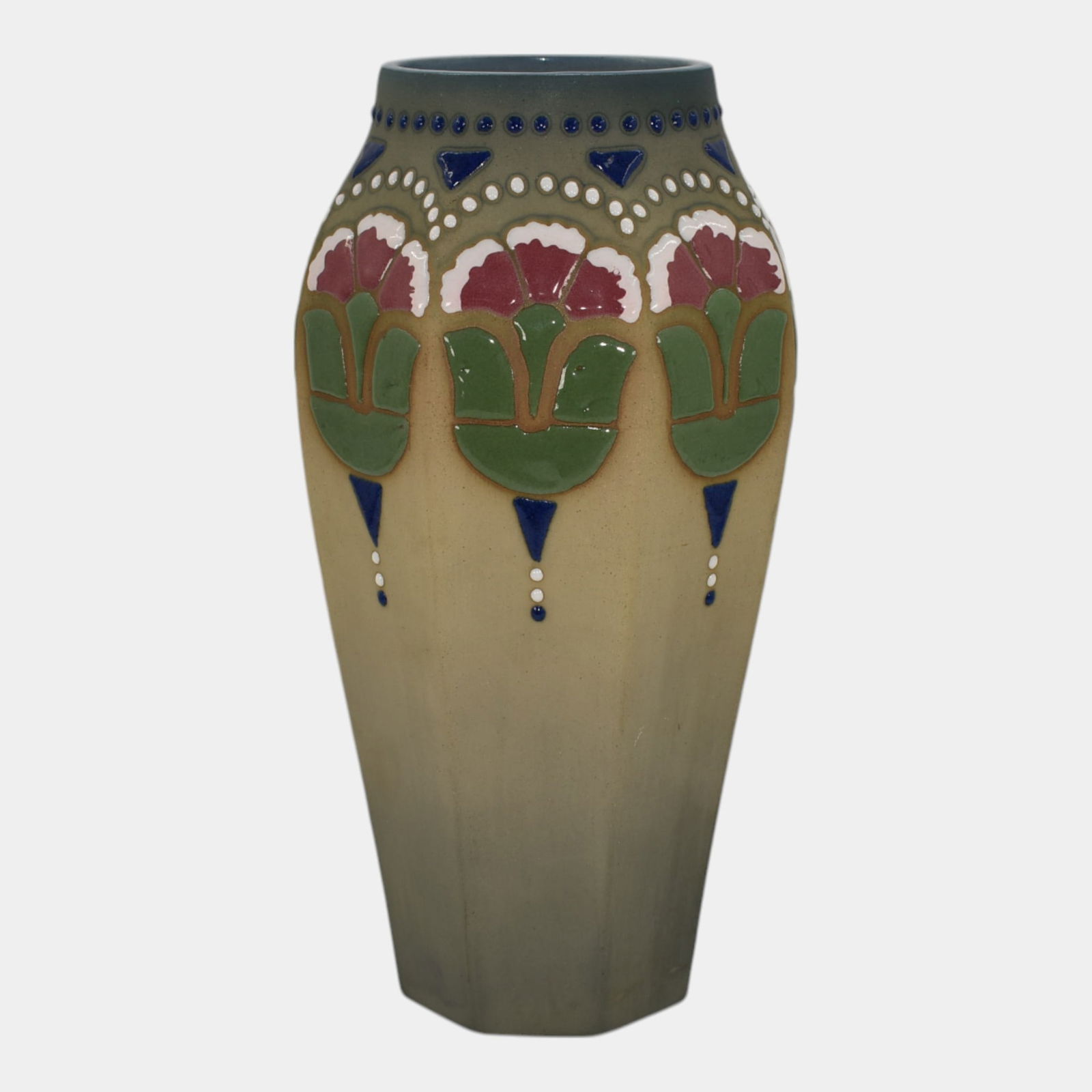 Brush McCoy 1926 Florastone Arts and Crafts Pottery Blue Ceramic Vase 073 (1 of 6)