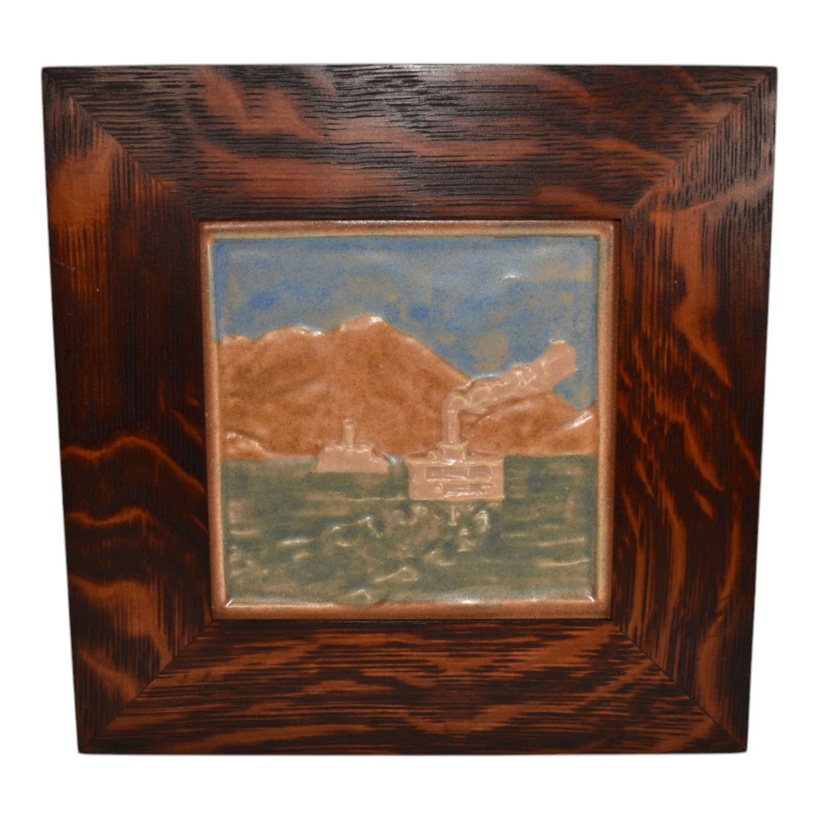 California Art Tile Co. Vintage Pottery San Francisco Bay Ferry Framed Tile (1 of 6)
