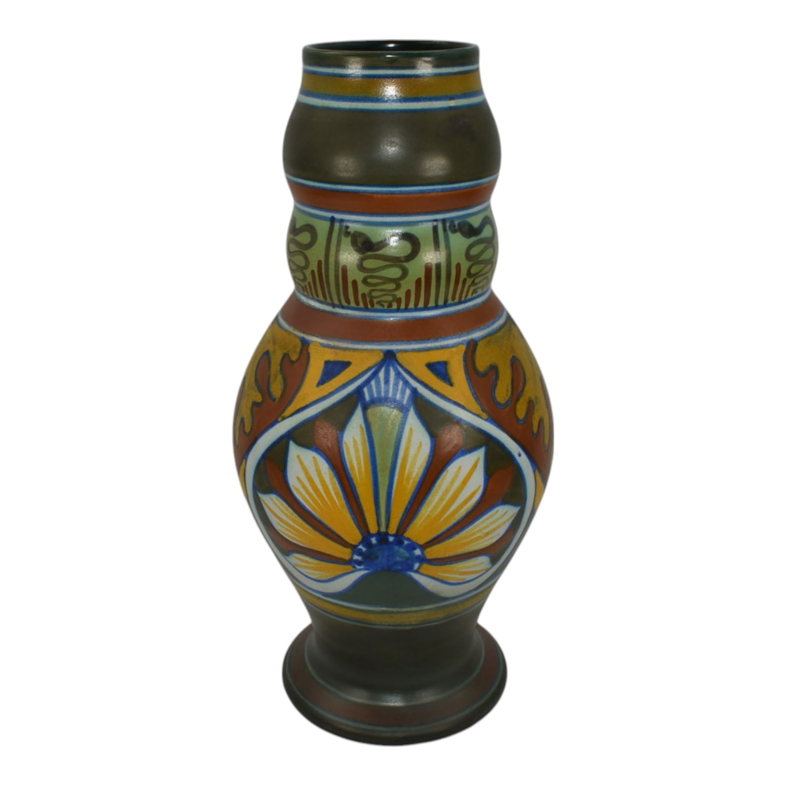 Gouda Holland Agra Vintage Art Pottery Yellow Floral Ceramic Vase 0250 (1 of 6)