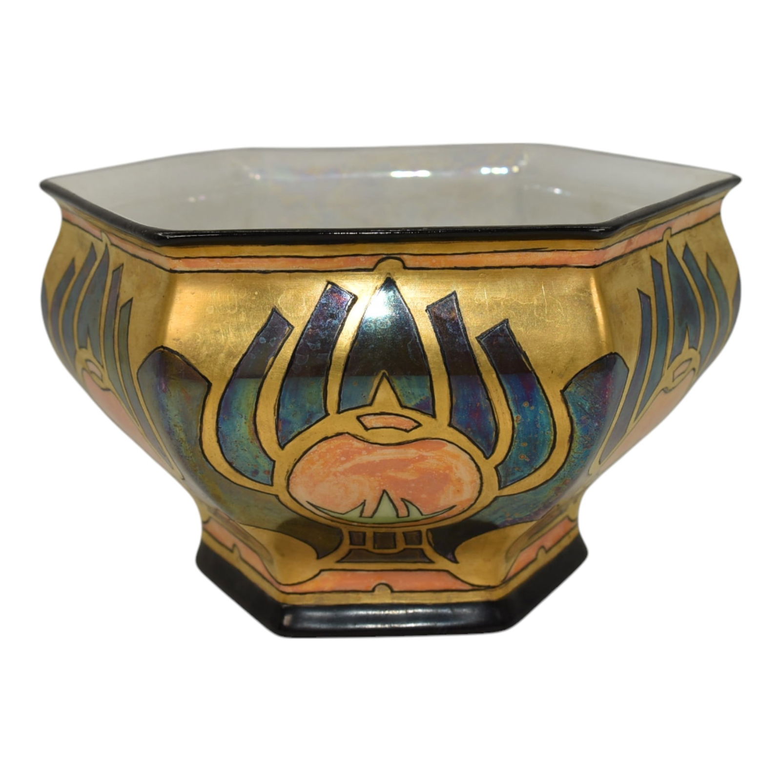 O. And E.G. Royal Austria Vintage Pottery Orange Gold Ceramic Vase (1 of 6)