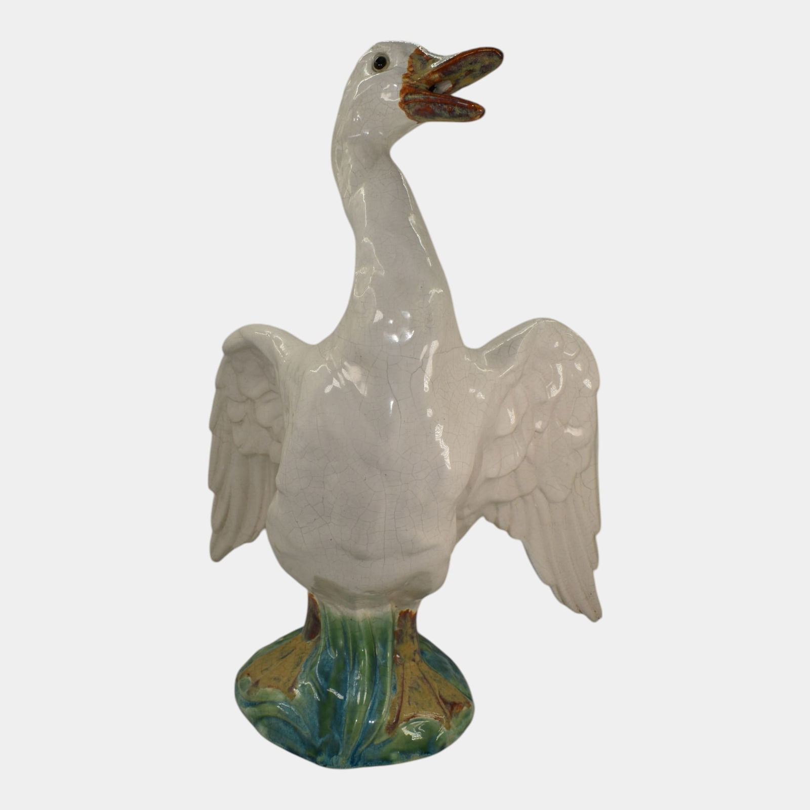 Fulper Art Pottery White Large Duck Yard Garden Ornament Statue (1 of 6)