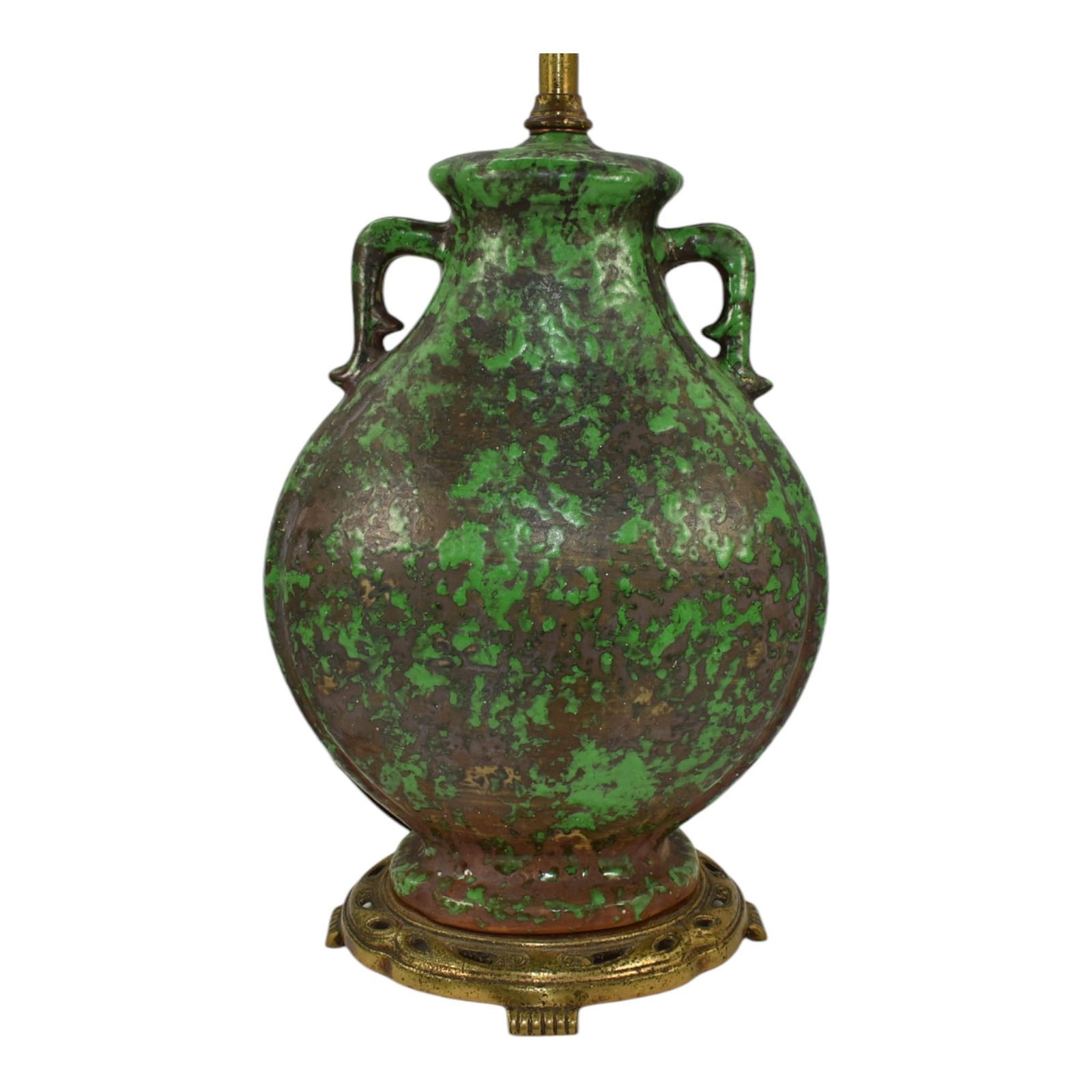 Weller Coppertone 1920s Vintage Art Pottery Matte Green Ceramic Lamp (1 of 7)
