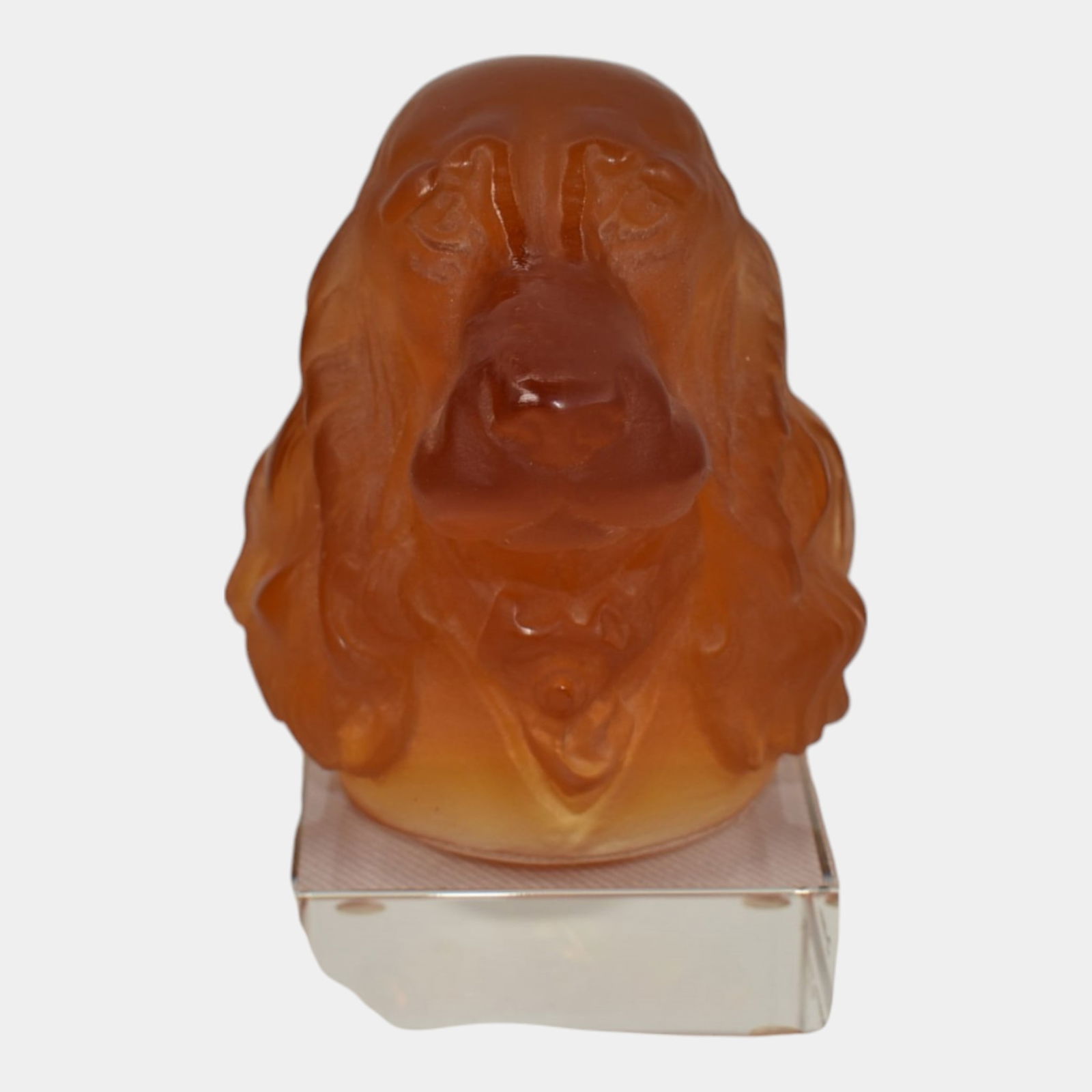 Daum Nancy France Vintage Pate De Verre Crystal Amber Glass Spaniel Dog Bust (1 of 7)