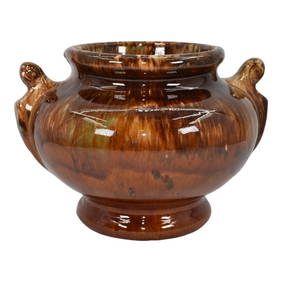 Brush McCoy 1930s Vintage Art Deco Pottery Brown Onyx Blended Ceramic Urn Vase (1 of 6)