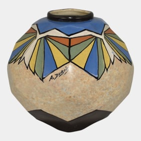 Antoine Dubois Belgium Vintage Art Pottery Art Deco Designed Bulbous Vase