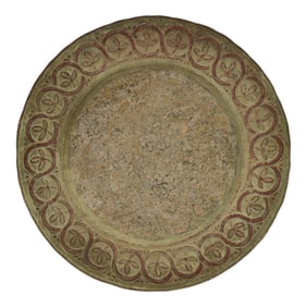 Henry James Albright Vintage Pottery Green With Red Leaves Wall Art Charger