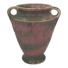 Burley Winter 1930s Vintage Art Deco Pottery Mottled Pink Ceramic Vase 45