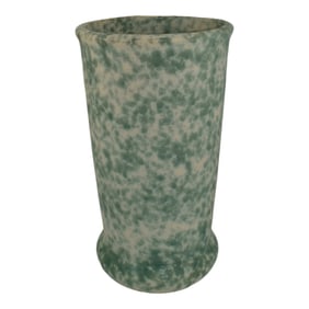 Burley Winter 1930s Vintage Pottery Mottled Green Ceramic Vase 602