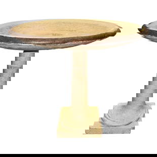 Chicago Crucible Gates Pottery Vintage Concrete Birdbath Metal Band: We offer in house shipping on all items. Plus spend $2000 on winning bids and your shipping is free. Chicago Crucible Gates Pottery Vintage Concrete Birdbath Metal Band. Large and rare concrete