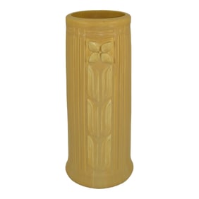 Ephraim Faience 2007 Hand Made Art Pottery Satin Yellow Bungalow Flower Vase 603