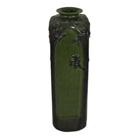 Ephraim Faience 2007 Pottery Matte Green Cathedral Forest Vase A30