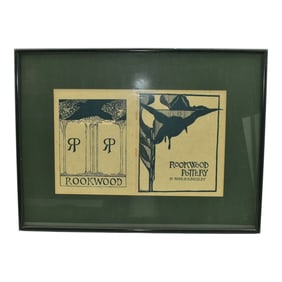 Rookwood 1898 Framed Woodblock Printed Book Brochure Signed Toohey 98