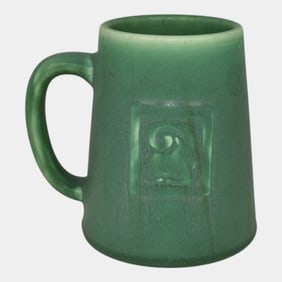Rookwood 1901 Vintage Arts And Crafts Pottery Green Ram Mug 345CZ Munson
