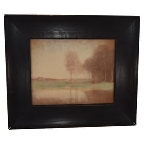 Rookwood 1917 Pottery Scenic Brown Tone Landscape Framed Plaque Hurley