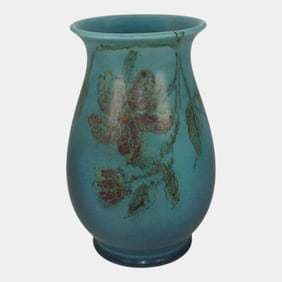 Rookwood 1924 Vintage Art Pottery Blue Vellum Floral Ceramic Vase 2782 Barrett