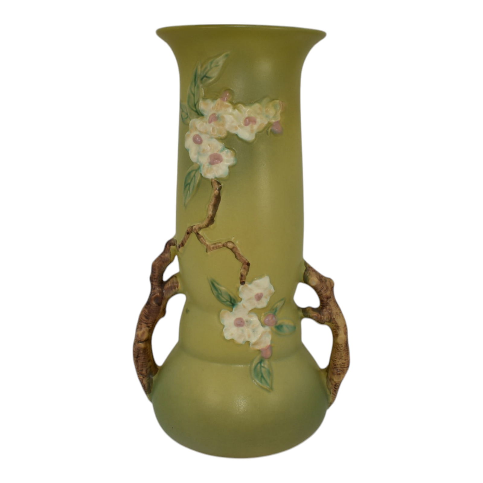 Roseville Apple Blossom Green 1949 Mid Century Modern Art Pottery Vase 392-15 (1 of 6)