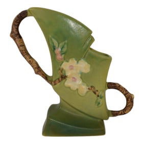 Roseville Apple Blossom Green 1949 Mid Century Modern Pottery Ceramic Vase 373-7