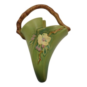 Roseville Apple Blossom Green 1949 Vintage Art Pottery Ceramic Wall Pocket 366-8