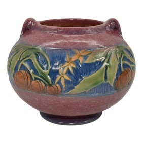 Roseville Baneda Pink 1932 Vintage Art Deco Pottery Handled Ceramic Vase 235-5