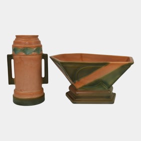 Roseville Futura Vintage Art Pottery Vase And Bowl