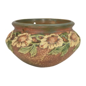 Roseville Jonquil 1931 Vintage Art Pottery Brown Ceramic Candle Holders 1082-4